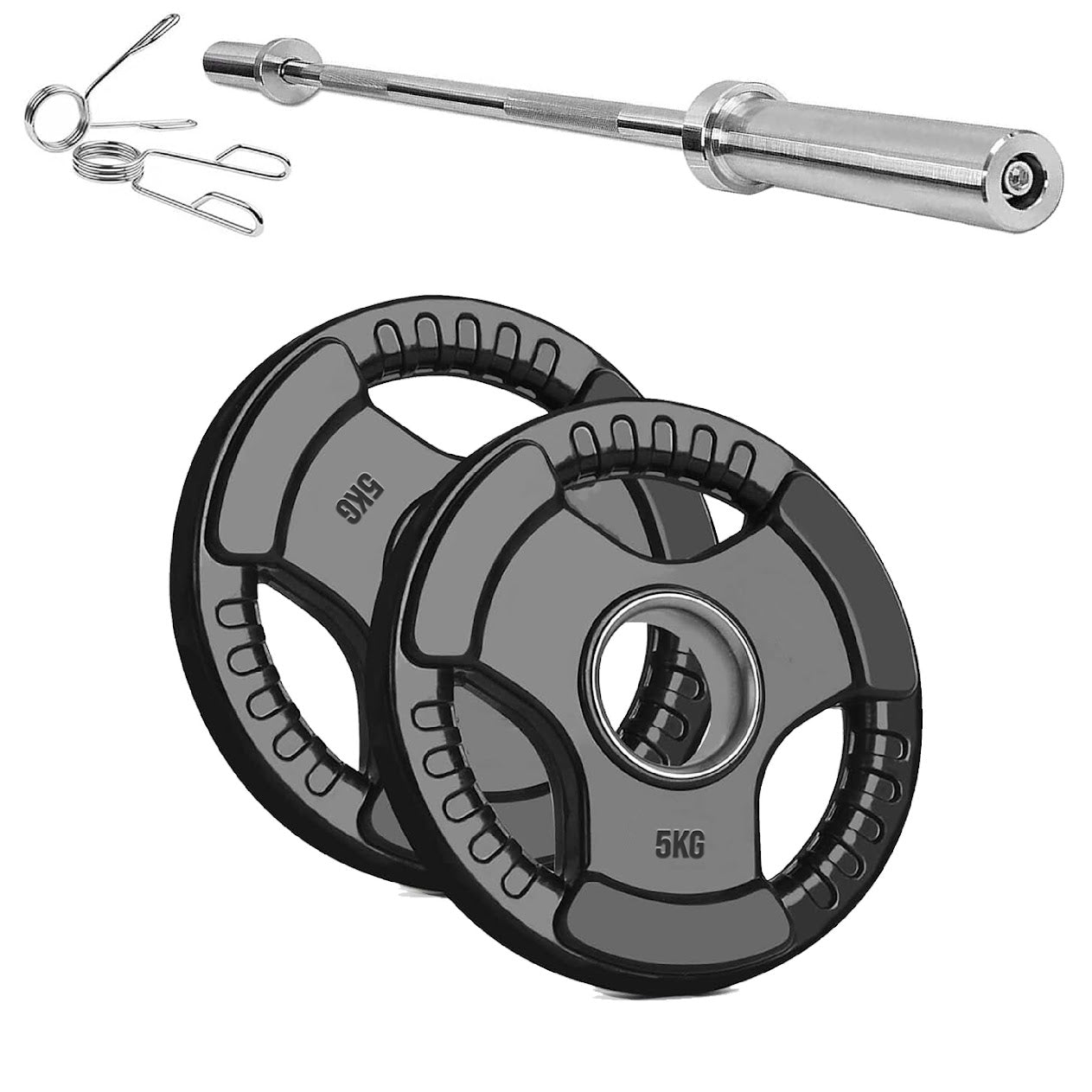 Adjustable Tri‑Grip Olympic Weight Plate – Rubber‑Coated Cast‑Iron, Ergonomic Handles for Barbell & Dumbbell Strength Training, Home Gym