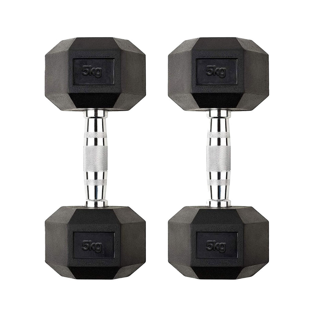 Hex Dumbbell Set 2.5kg–60kg – Rubber-Coated Anti-Roll Weights with Steel Handles – Dumbbell Pairs & Rack Bundles for Home & Commercial Gym Use