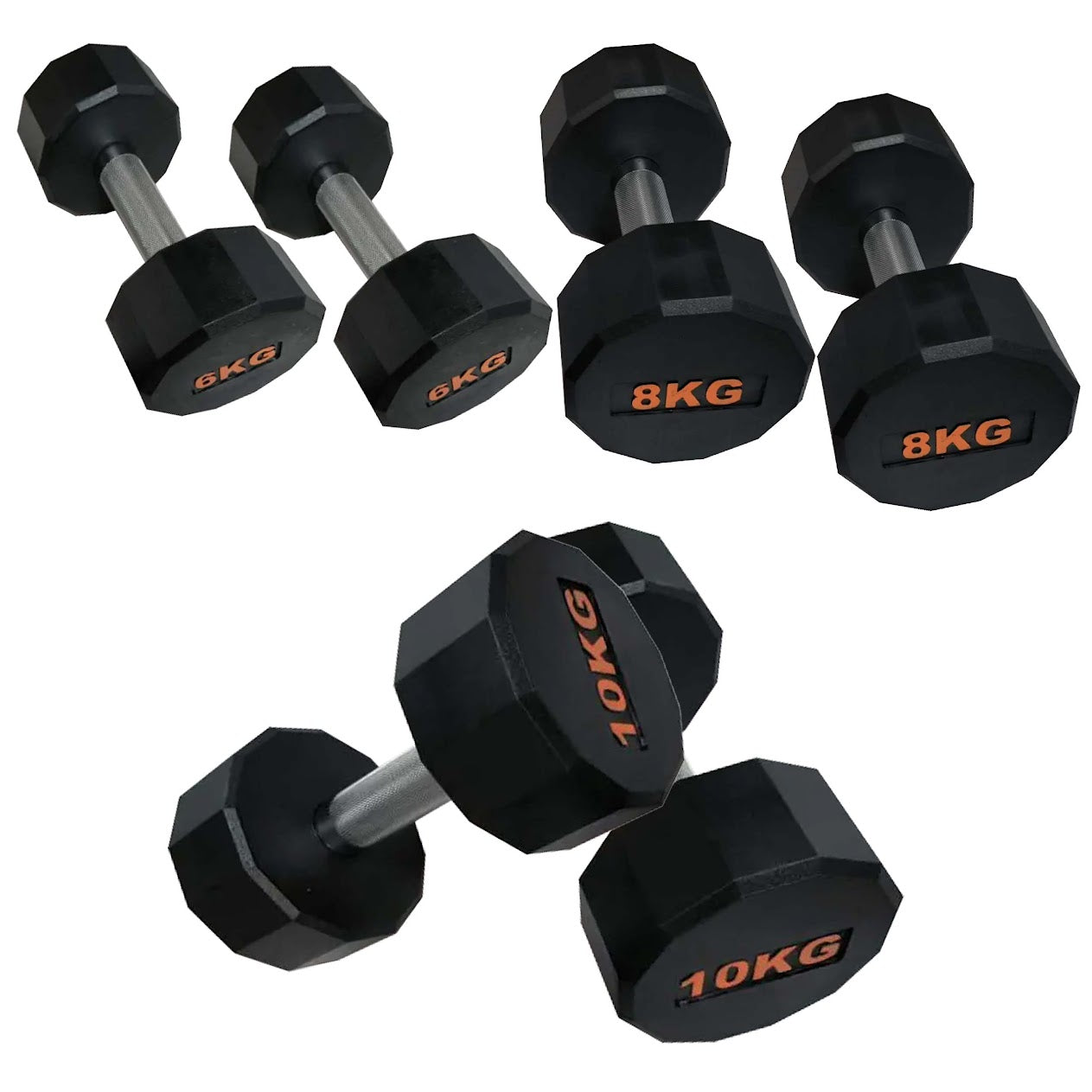 Hex Rubber Round-Coated Dumbbell – Anti‑Roll, High‑Grip Ergonomic Handle, Strength Training for Home Gym, Quiet & Durable Design