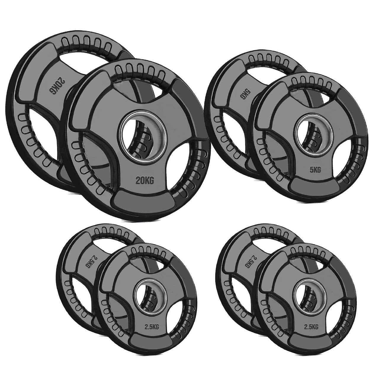 Adjustable Tri‑Grip Olympic Weight Plate – Rubber‑Coated Cast‑Iron, Ergonomic Handles for Barbell & Dumbbell Strength Training, Home Gym