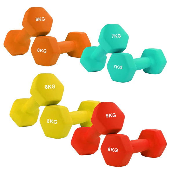 Anti Roll Hex Neoprene Dumbbells Set – Non Slip Grip, Noise Reducing Coating, Full Body Strength Training Weights – Singles, Pairs & Sets for Home Gyms
