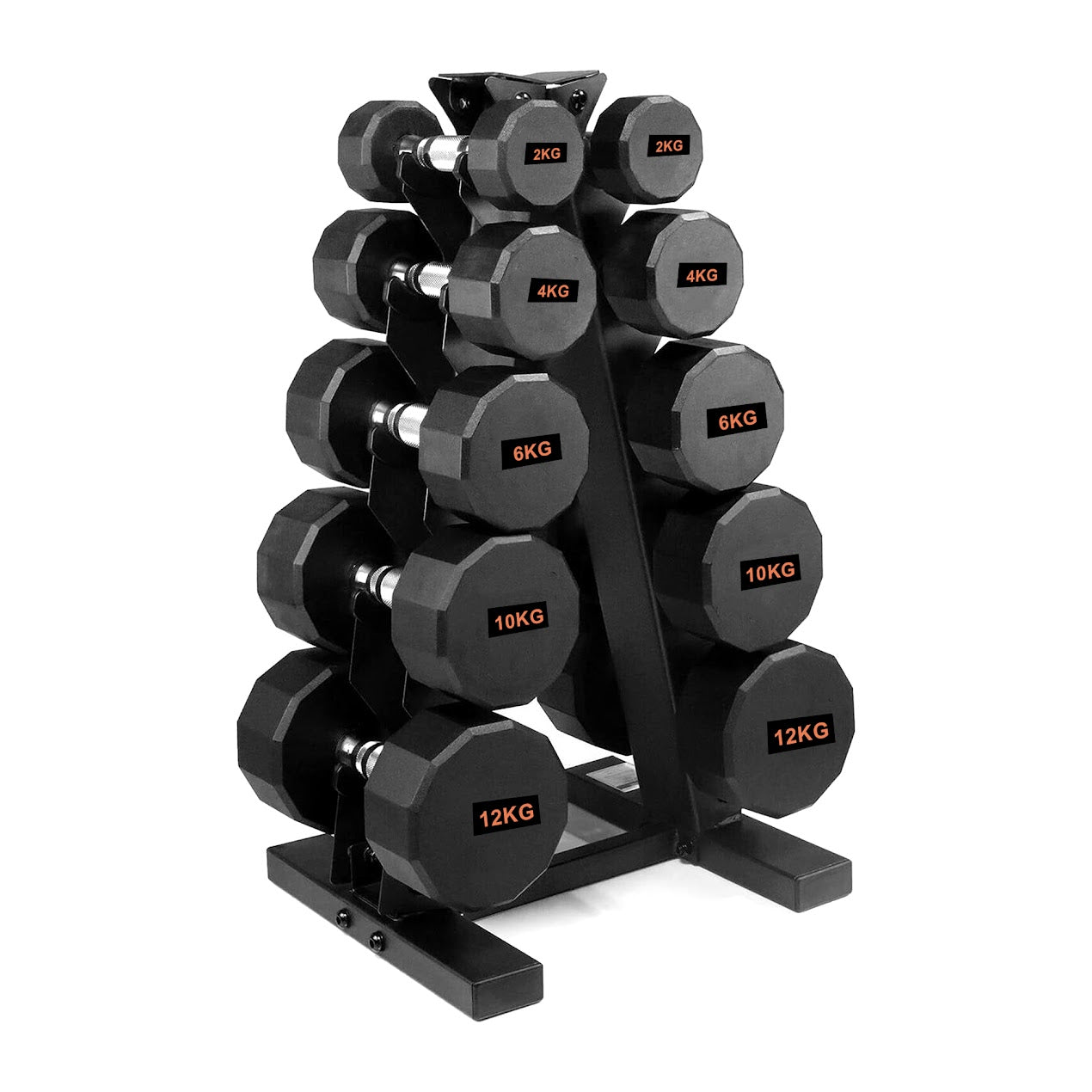 Hex Rubber Round-Coated Dumbbell – Anti‑Roll, High‑Grip Ergonomic Handle, Strength Training for Home Gym, Quiet & Durable Design