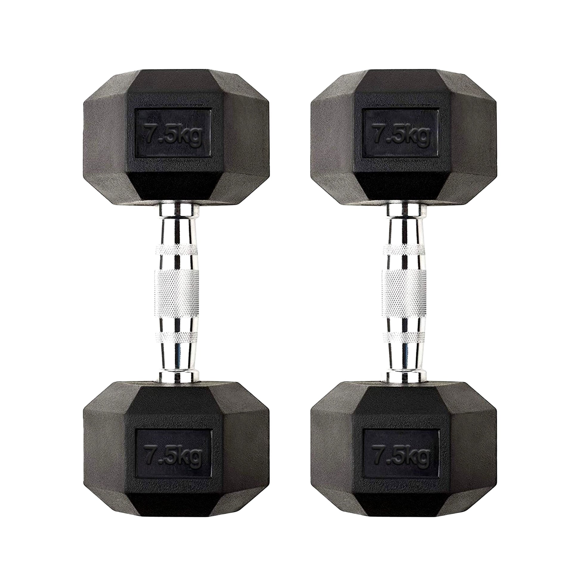 Build Strength at Home with 7.5kg Hex Dumbbell Pair – Durable Rubber Coated Cast Iron Free Weights for Anti Roll, Full Body Workouts