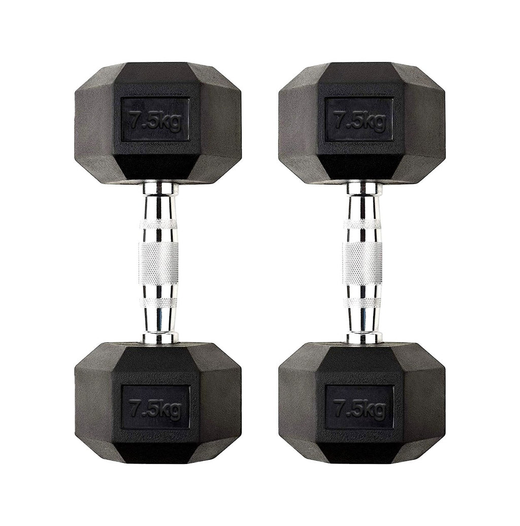 Hex Dumbbell Set 2.5kg–60kg – Rubber-Coated Anti-Roll Weights with Steel Handles – Dumbbell Pairs & Rack Bundles for Home & Commercial Gym Use