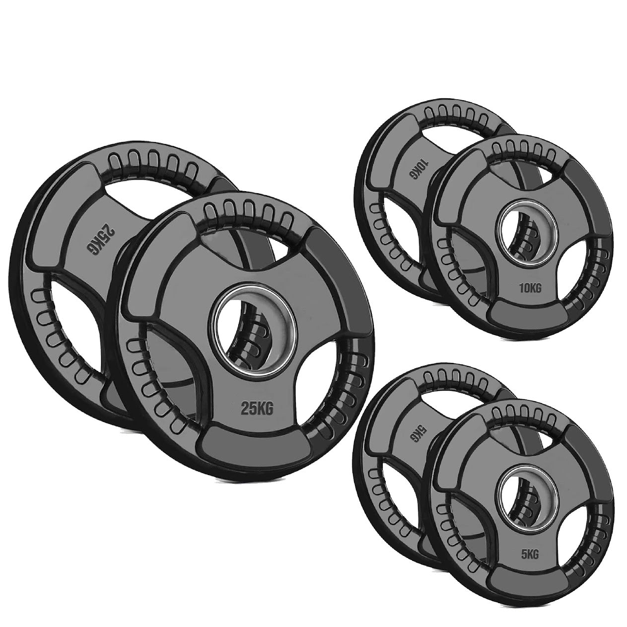 Adjustable Tri‑Grip Olympic Weight Plate – Rubber‑Coated Cast‑Iron, Ergonomic Handles for Barbell & Dumbbell Strength Training, Home Gym