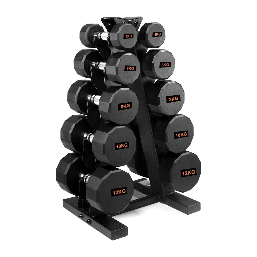 Hex Rubber Round-Coated Dumbbell – Anti‑Roll, High‑Grip Ergonomic Handle, Strength Training for Home Gym, Quiet & Durable Design