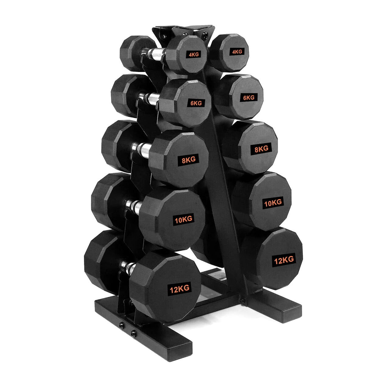 Hex Rubber Round-Coated Dumbbell – Anti‑Roll, High‑Grip Ergonomic Handle, Strength Training for Home Gym, Quiet & Durable Design
