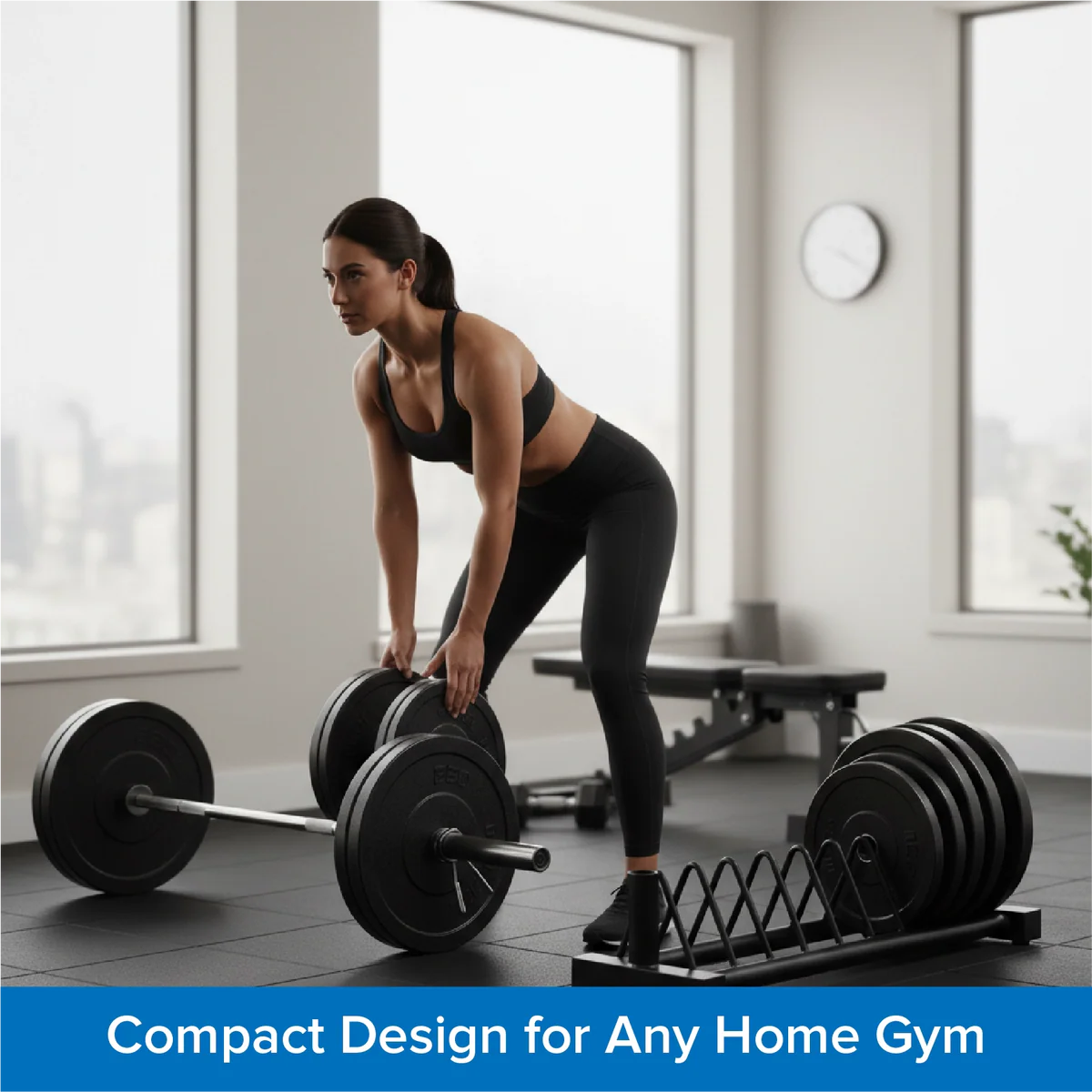 Horizontal Weight Plate Rack – Heavy-Duty Steel Storage Stand for Olympic & Standard Plates, Portable Home Gym Organizer, Rolling Barbell Holder