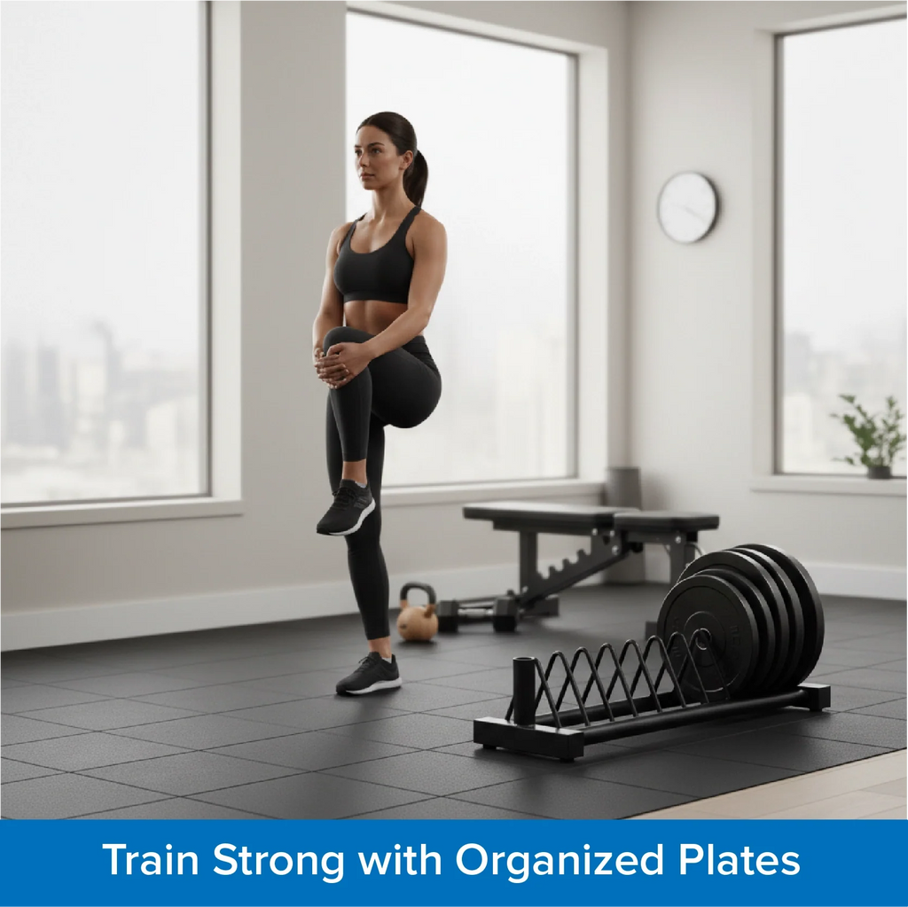 Horizontal Weight Plate Rack – Heavy-Duty Steel Storage Stand for Olympic & Standard Plates, Portable Home Gym Organizer, Rolling Barbell Holder