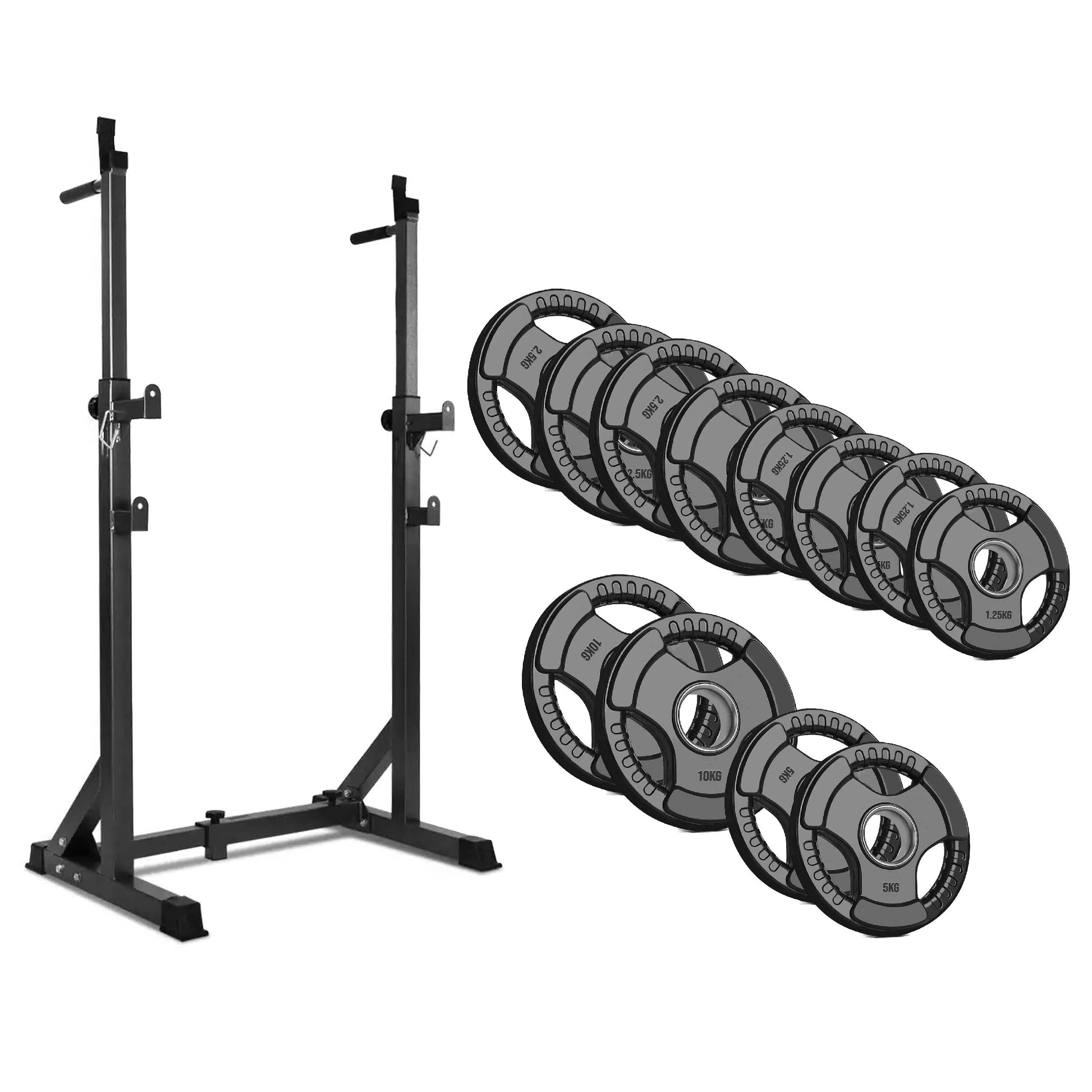Adjustable Heavy-Duty Half Squat Rack with Dip Station & Spotters, 200KG Max Load, Steel Frame for Strength Training – Home Gym Essential