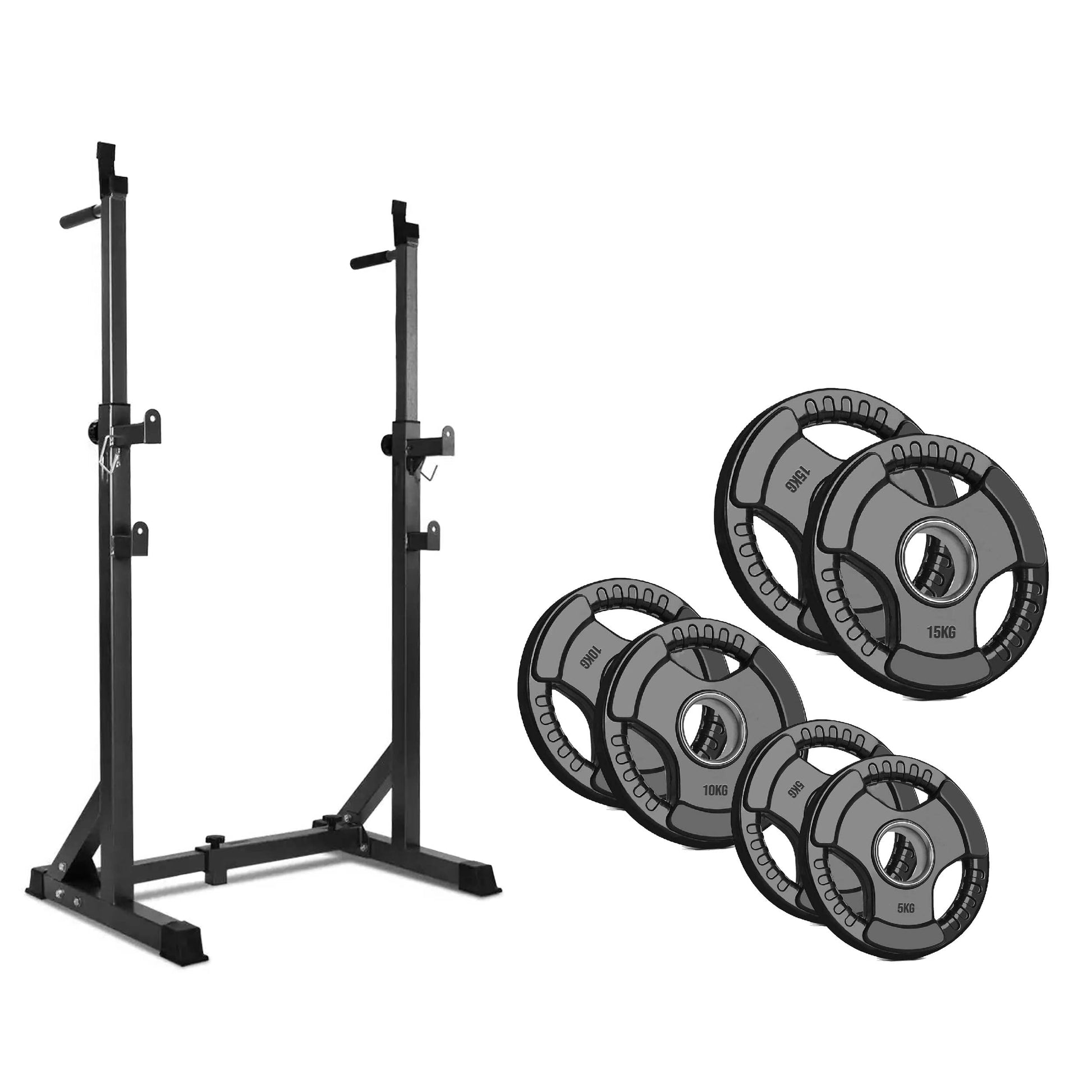 Adjustable Heavy-Duty Half Squat Rack with Dip Station & Spotters, 200KG Max Load, Steel Frame for Strength Training – Home Gym Essential