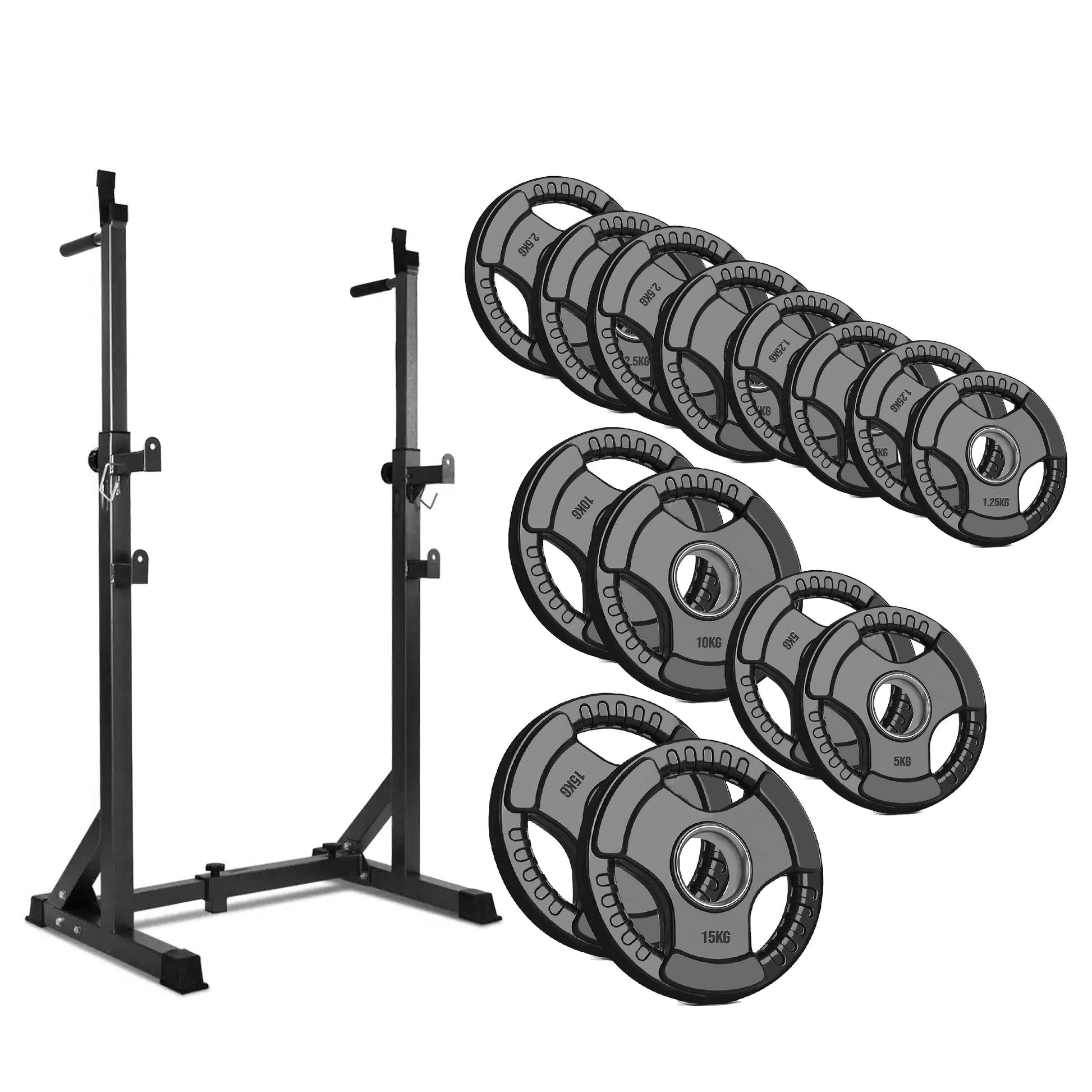 Adjustable Heavy-Duty Half Squat Rack with Dip Station & Spotters, 200KG Max Load, Steel Frame for Strength Training – Home Gym Essential
