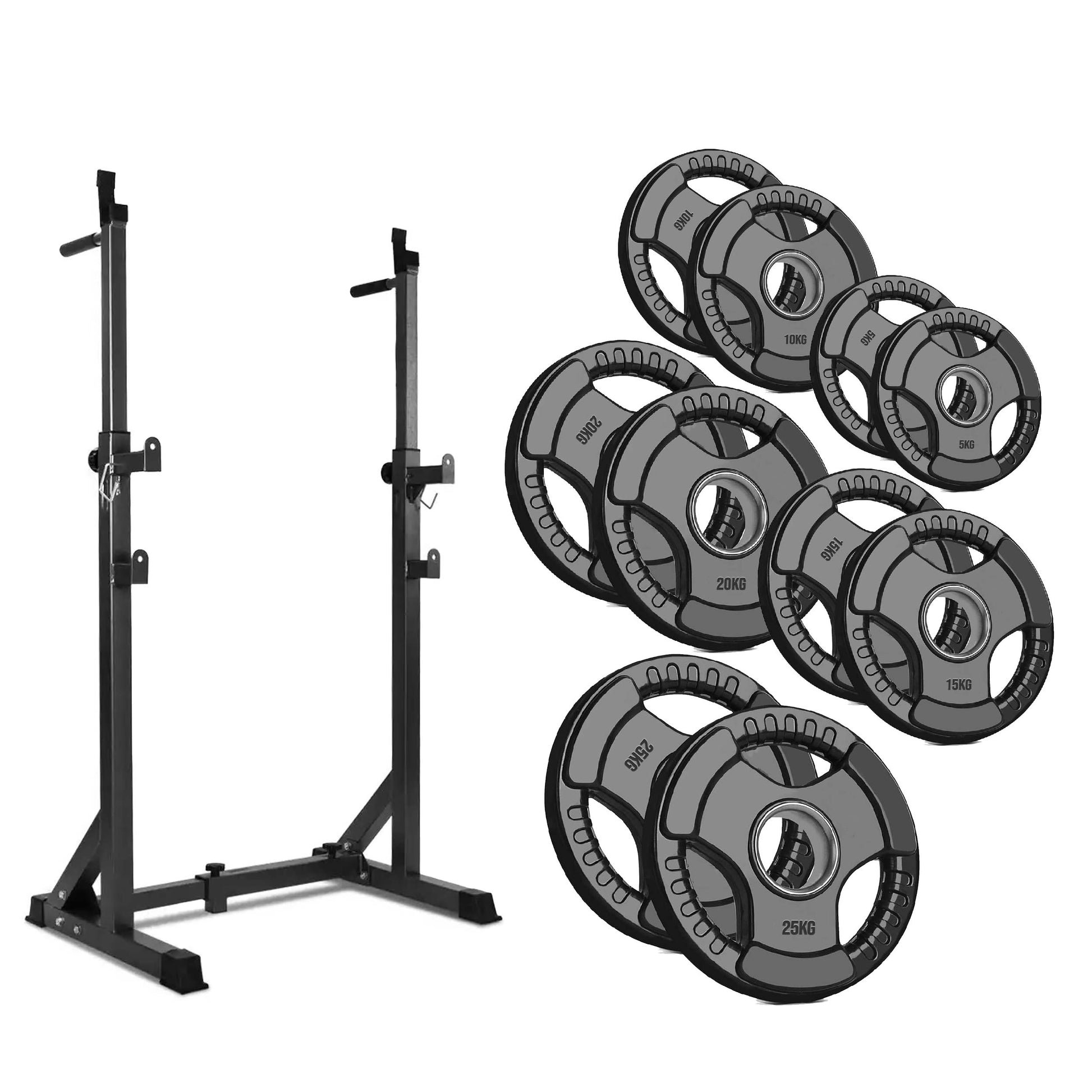 Adjustable Heavy-Duty Half Squat Rack with Dip Station & Spotters, 200KG Max Load, Steel Frame for Strength Training – Home Gym Essential