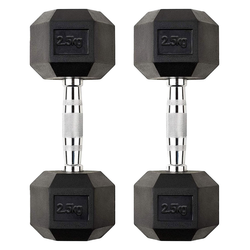 Hex Dumbbell Set 2.5kg–60kg – Rubber-Coated Anti-Roll Weights with Steel Handles – Dumbbell Pairs & Rack Bundles for Home & Commercial Gym Use