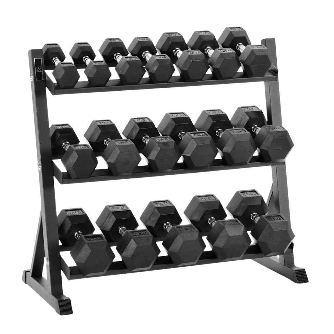 Elite Hex Dumbbell Set 2.5kg–30kg with Optional 3-Tier Rack – Rubber-Coated, Anti-Roll Design, Chrome Grip for Home & Studio Gyms UK