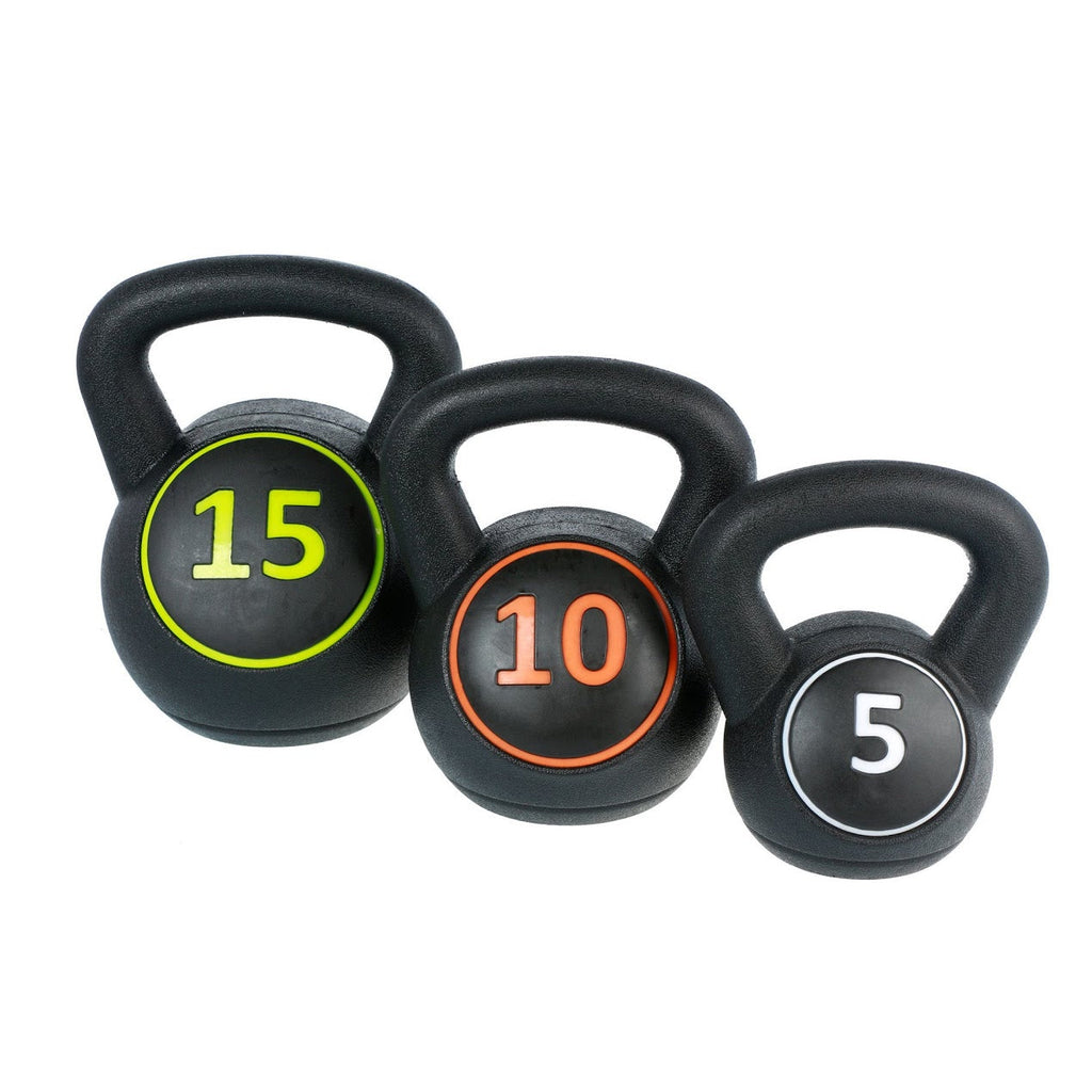 3‑Piece Kettlebell Set – 5/10/15 lb Weights for Home Gym Strength Training & Full‑Body Workouts