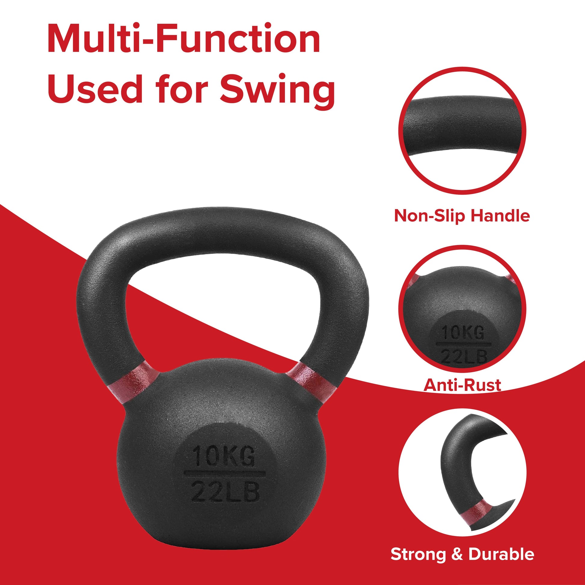 Heavy-Duty Cast Iron Kettlebell – Durable Matte Finish, Ergonomic Handle for Strength Training, Compact Home Gym Essential