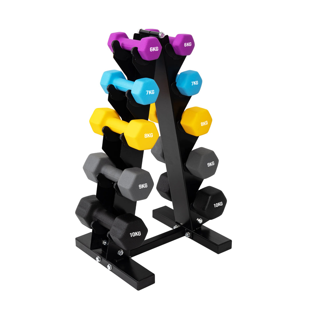 3/5 Tier Neoprene Dumbbell Tree Rack – Compact Free Weights Organizer Stand for Home Gym