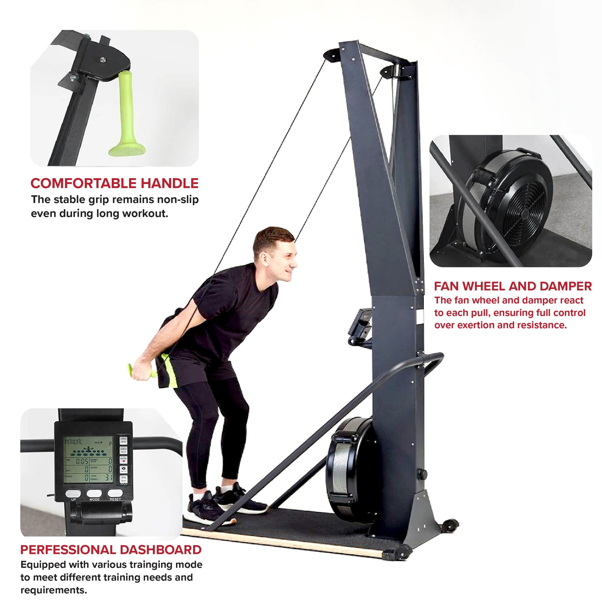 Indoor Ski Cross Trainer – Full-Body Ski Machine with LED Display | High-Intensity Cardio & Strength Equipment for Home Gym