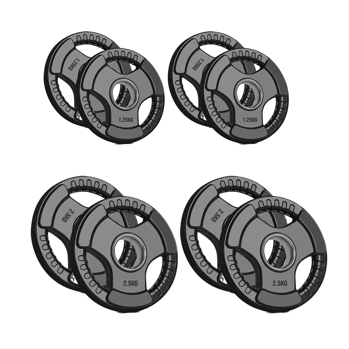 Tri-Grip Olympic Weight Plates Rubber Coated Strength Training Set for Home Gym