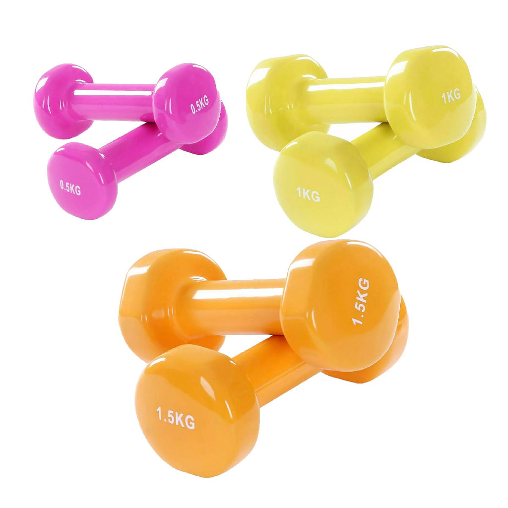Neoprene‑Coated Vinyl Dumbbell Hand Weights – Color‑Coded, Anti‑Roll, Ergonomic Grip – Home Gym Strength & Toning