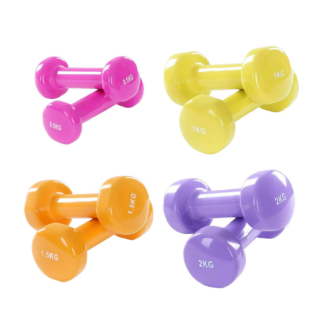 Neoprene‑Coated Vinyl Dumbbell Hand Weights – Color‑Coded, Anti‑Roll, Ergonomic Grip – Home Gym Strength & Toning