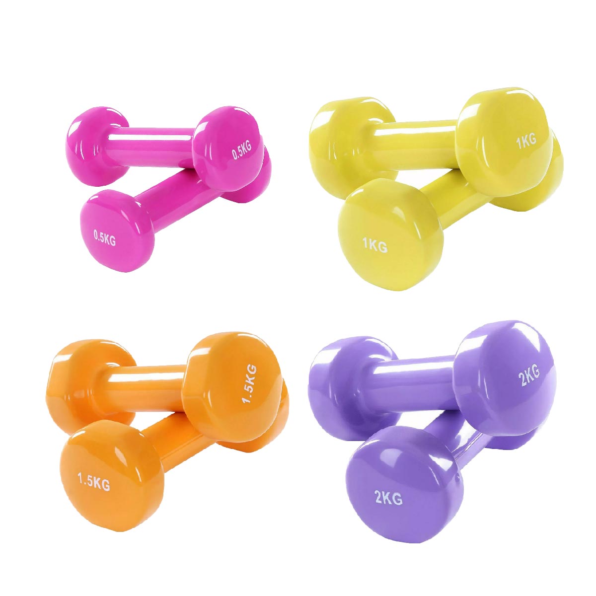 Neoprene‑Coated Vinyl Dumbbell Hand Weights – Color‑Coded, Anti‑Roll, Ergonomic Grip – Home Gym Strength & Toning