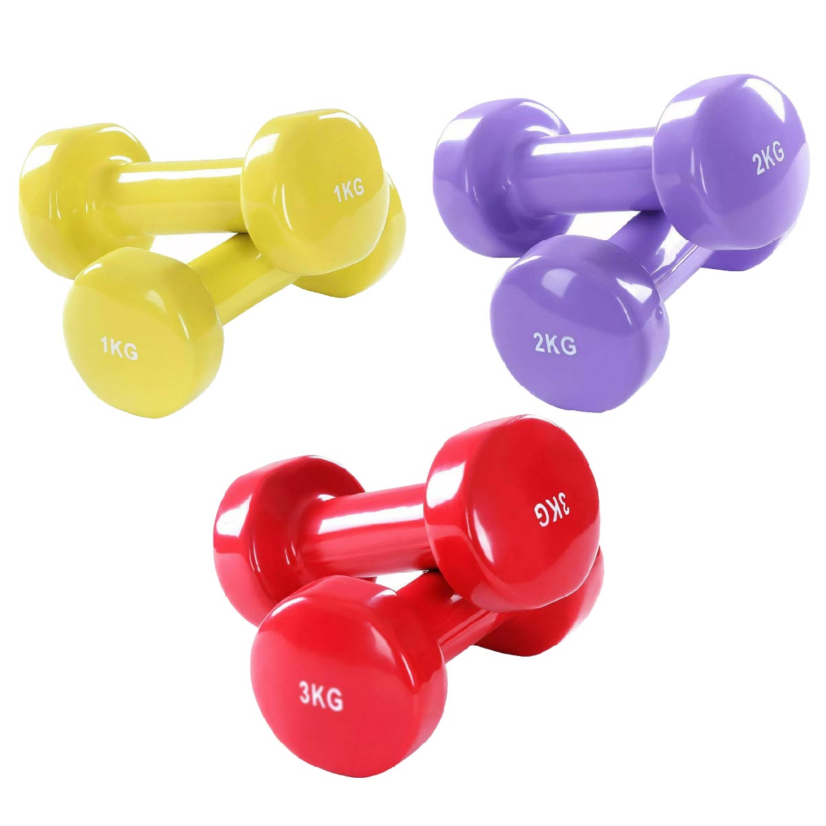 Neoprene‑Coated Vinyl Dumbbell Hand Weights – Color‑Coded, Anti‑Roll, Ergonomic Grip – Home Gym Strength & Toning