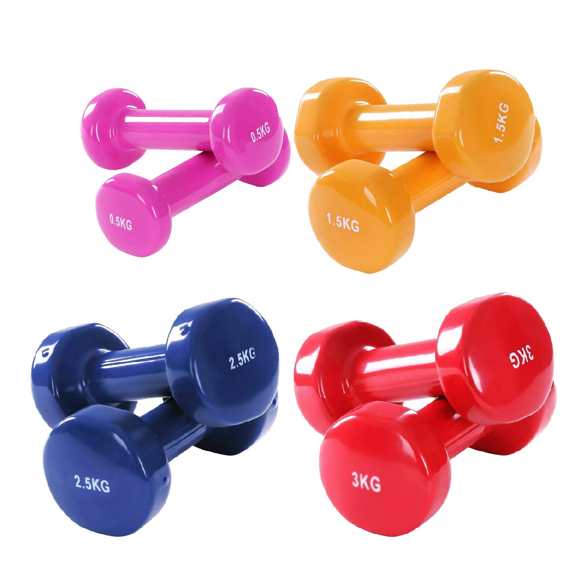 Neoprene‑Coated Vinyl Dumbbell Hand Weights – Color‑Coded, Anti‑Roll, Ergonomic Grip – Home Gym Strength & Toning