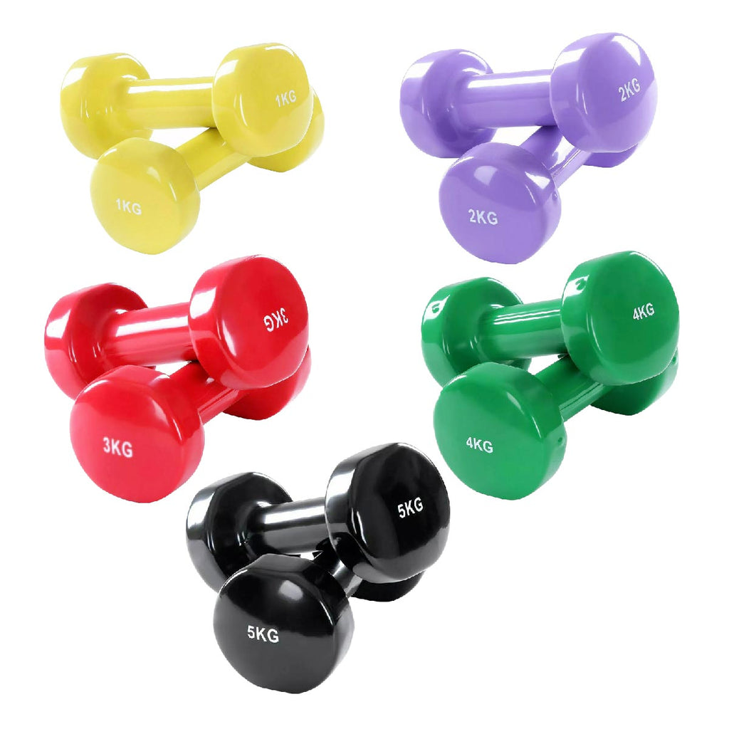 Neoprene‑Coated Vinyl Dumbbell Hand Weights – Color‑Coded, Anti‑Roll, Ergonomic Grip – Home Gym Strength & Toning