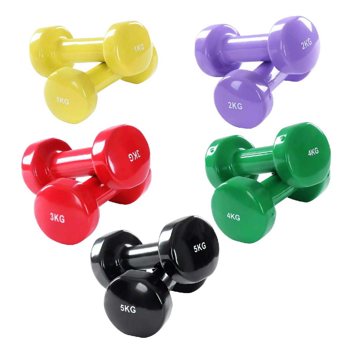 Neoprene‑Coated Vinyl Dumbbell Hand Weights – Color‑Coded, Anti‑Roll, Ergonomic Grip – Home Gym Strength & Toning