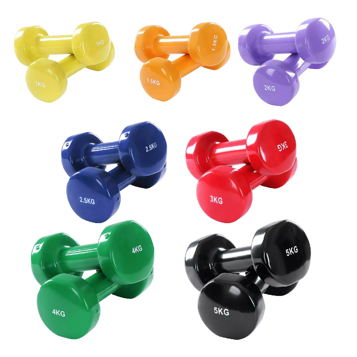 Neoprene‑Coated Vinyl Dumbbell Hand Weights – Color‑Coded, Anti‑Roll, Ergonomic Grip – Home Gym Strength & Toning