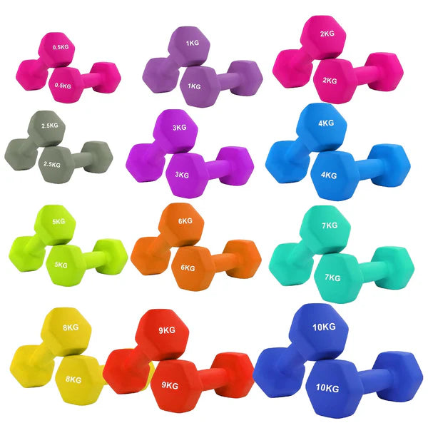 Anti Roll Hex Neoprene Dumbbells Set – Non Slip Grip, Noise Reducing Coating, Full Body Strength Training Weights – Singles, Pairs & Sets for Home Gyms
