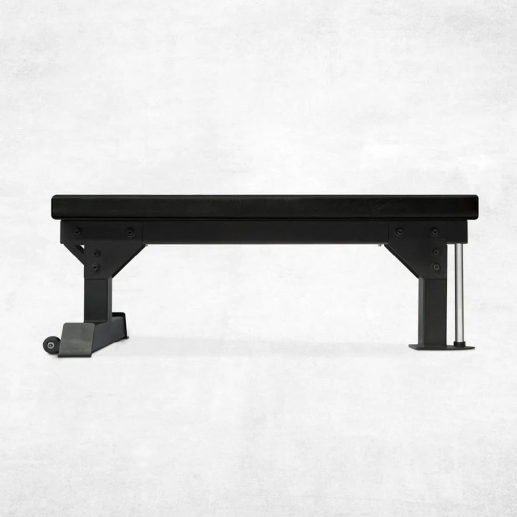 Commercial Flat Bench Thick Padded Seat Steel with Rear Wheels – 300 kg Load – Compact Chest & Dumbbell Training – Durable Home Gym Seating