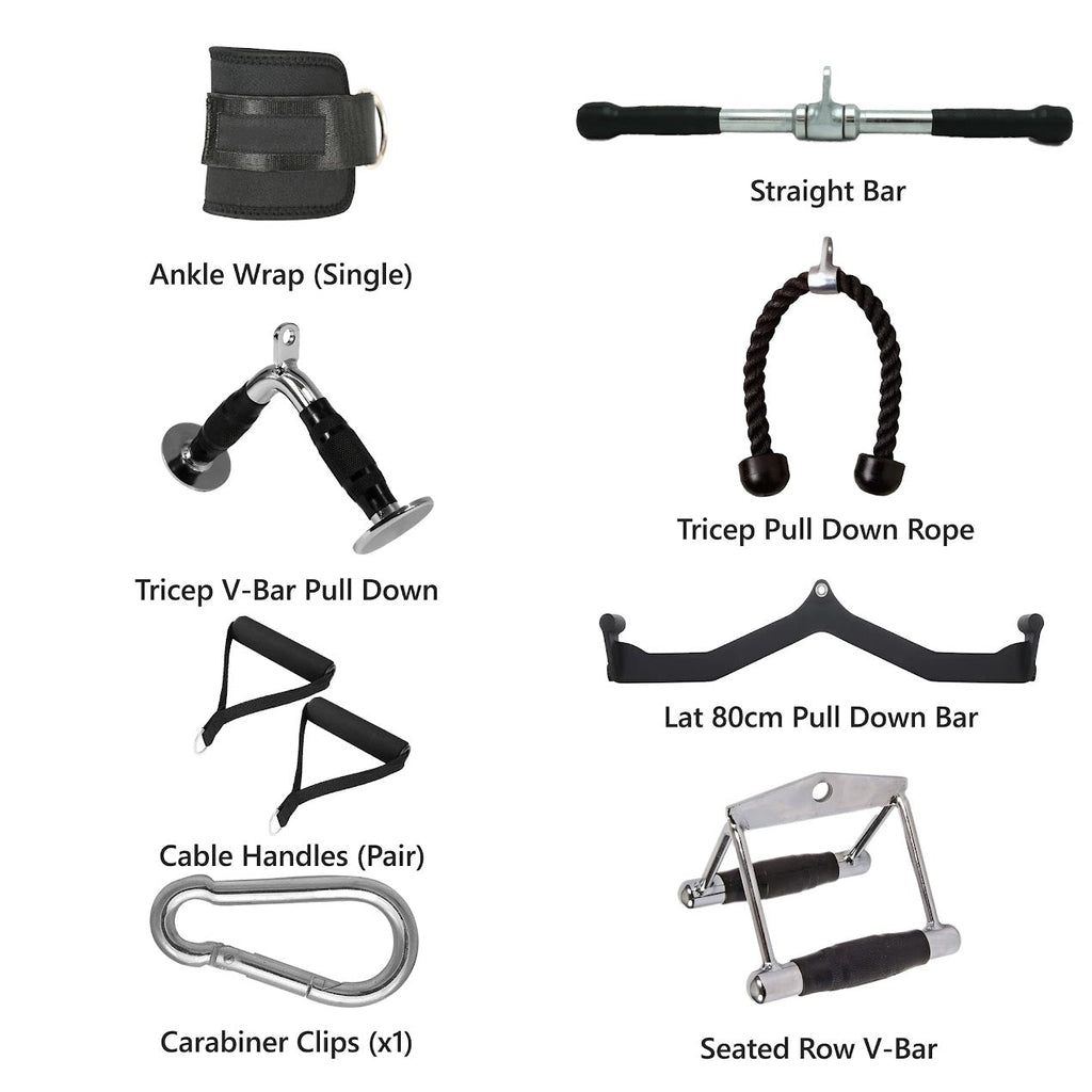 Multi Grip Steel Bars Rope and Cable Machine Attachments – Handles for Focused Strength Training Space Saving Home Gym Kit Heavy Duty Construction