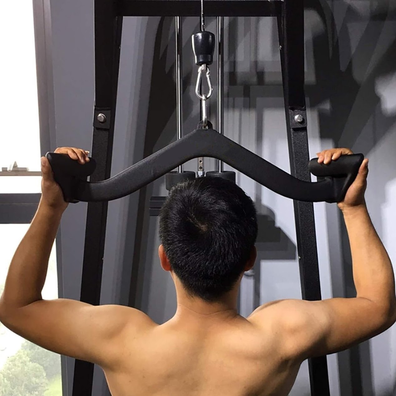 Multi Grip Steel Bars Rope and Cable Machine Attachments – Handles for Focused Strength Training Space Saving Home Gym Kit Heavy Duty Construction