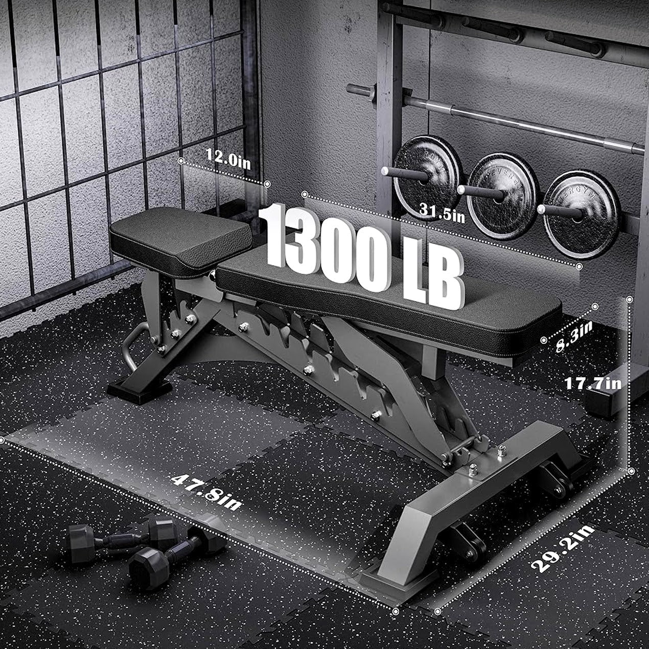 Commercial Adjustable Weight Bench – Heavy-Duty Steel Frame, Multi-Angle Pad, Ergonomic Support for Home Gym Strength Training