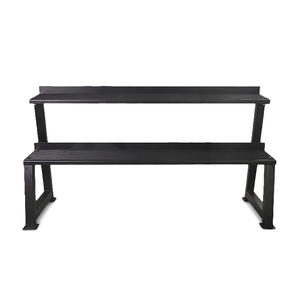 Heavy-Duty 2-Tier Kettlebell & Dumbbell Storage Rack – Steel Gym Organizer