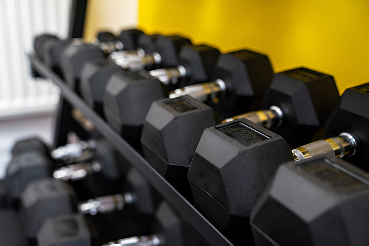 Hex Dumbbell Set 2.5kg–60kg – Rubber-Coated Anti-Roll Weights with Steel Handles – Dumbbell Pairs & Rack Bundles for Home & Commercial Gym Use