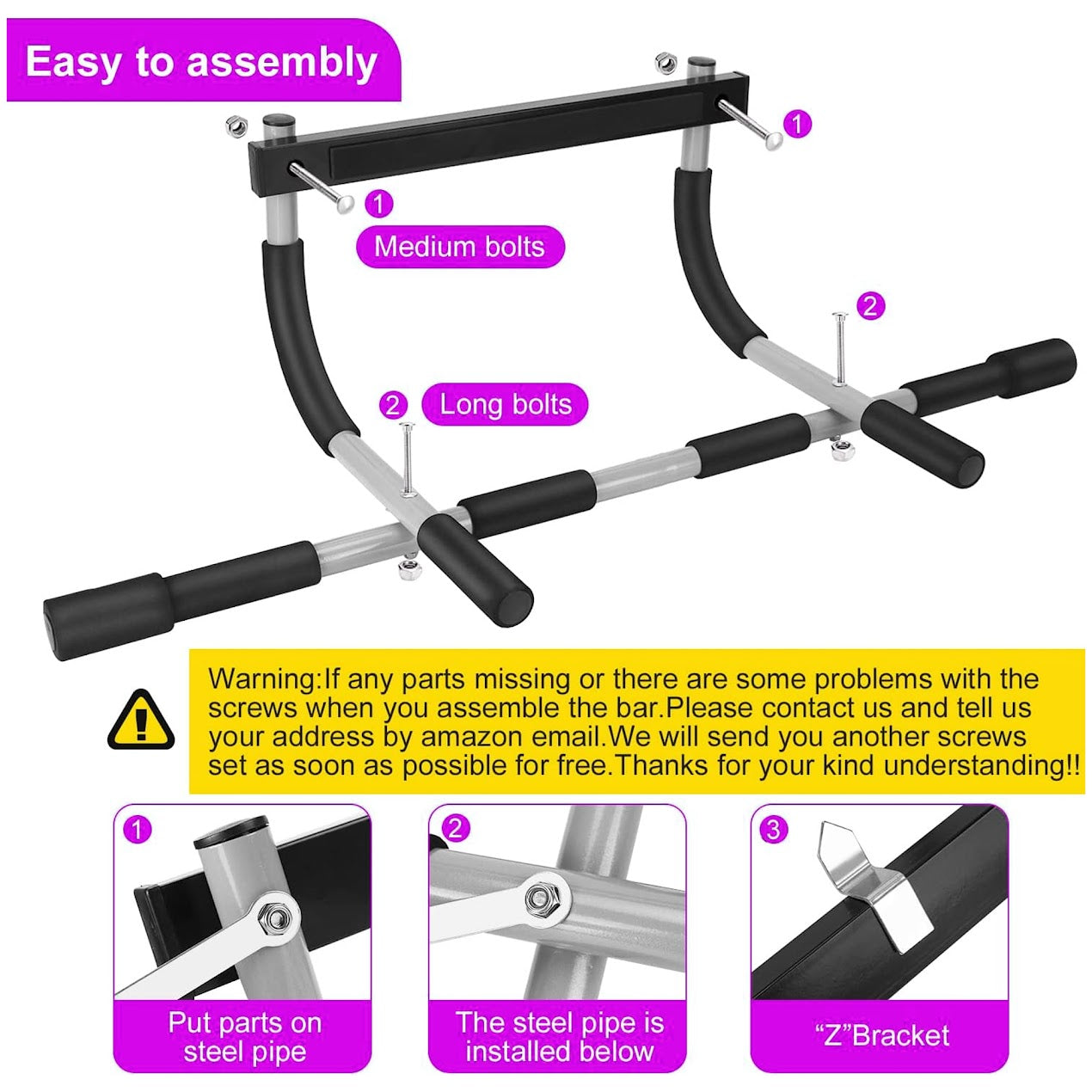 Adjustable Heavy‑Duty Door Pull‑Up Bar – Steel, No‑Screw Clamp, Foam Grip – Upper Body & Core Strength Training for Home Gym
