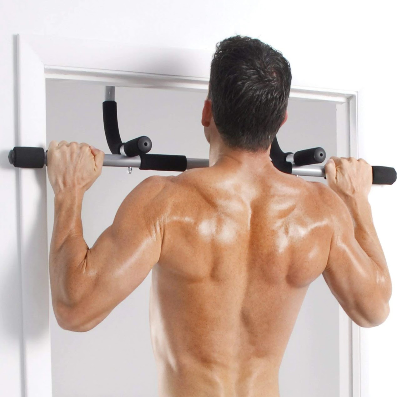 Adjustable Heavy‑Duty Door Pull‑Up Bar – Steel, No‑Screw Clamp, Foam Grip – Upper Body & Core Strength Training for Home Gym