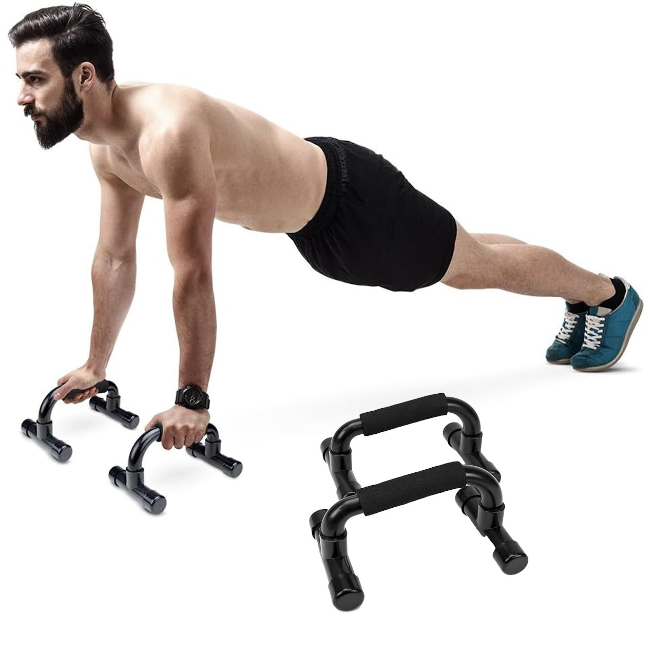 Premium Push-Up Bars with Wrist Friendly Design Deep Range Motion for Chest Shoulders and Triceps Compact Home Gym Essential
