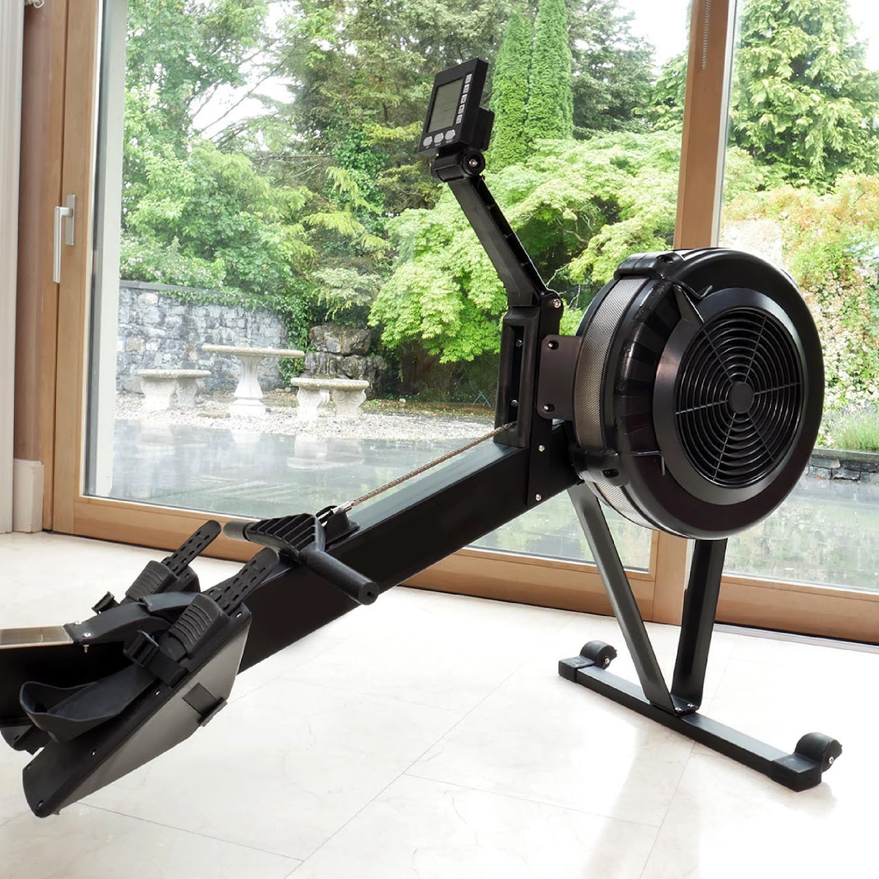 Air‑Resistance Rowing Machine, Foldable Aluminum Frame, Smart Display & Ergonomic Seat – Quiet Home Gym Rower, 10 Resistance Levels