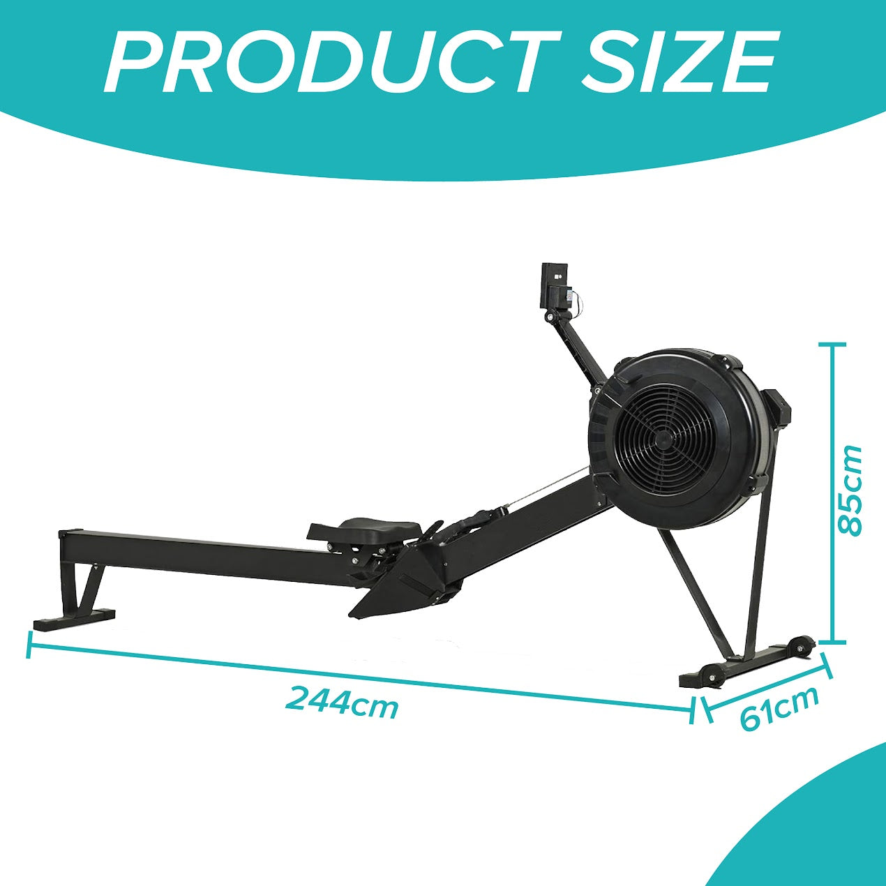 Air‑Resistance Rowing Machine, Foldable Aluminum Frame, Smart Display & Ergonomic Seat – Quiet Home Gym Rower, 10 Resistance Levels