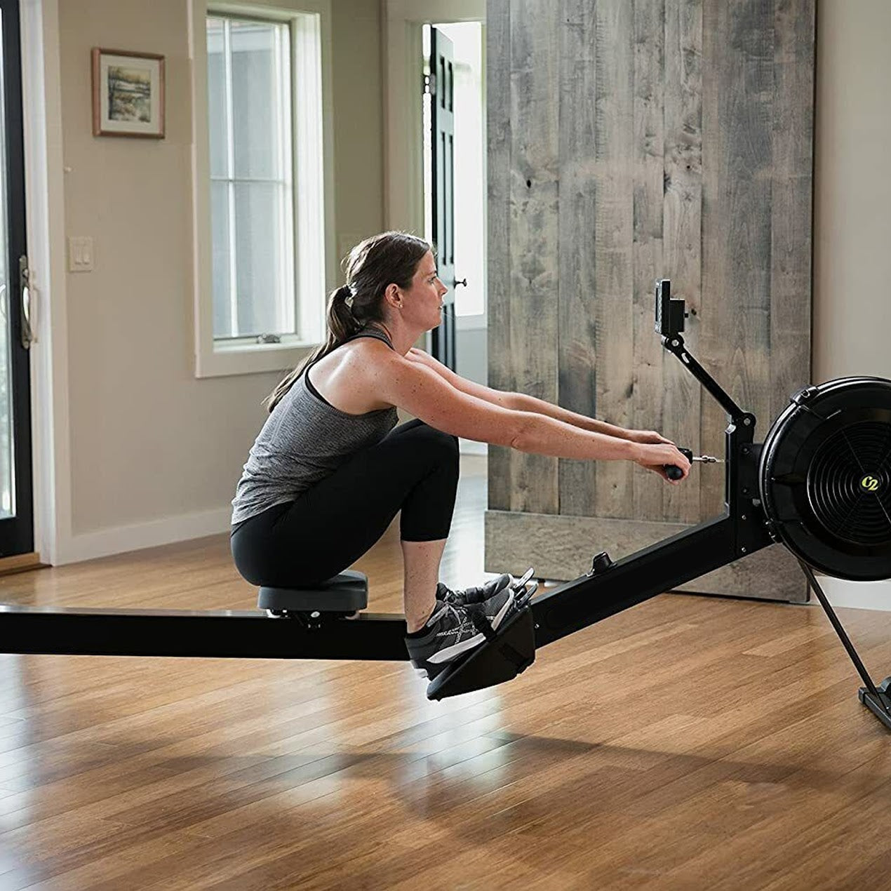 Air‑Resistance Rowing Machine, Foldable Aluminum Frame, Smart Display & Ergonomic Seat – Quiet Home Gym Rower, 10 Resistance Levels