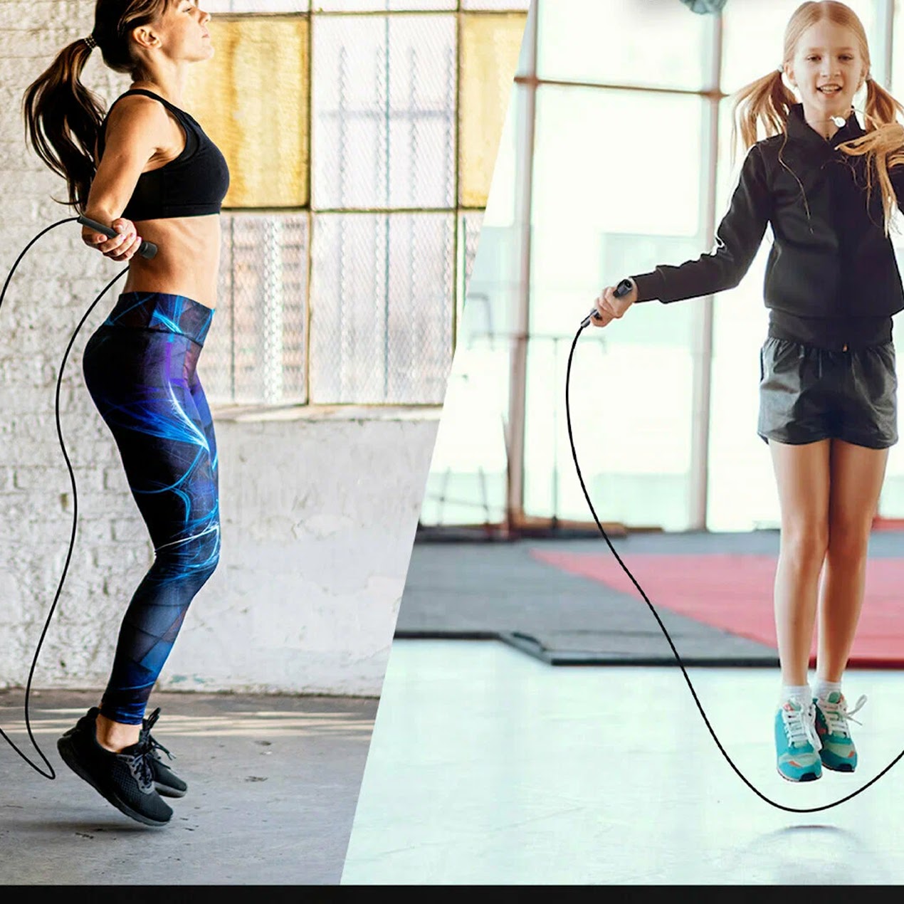 Adjustable Black Skipping Rope – Durable Coated Cable & Non‑Slip Handles – Adjustable Cardio Fitness Jump Rope for Home Gym & Cardio Workouts