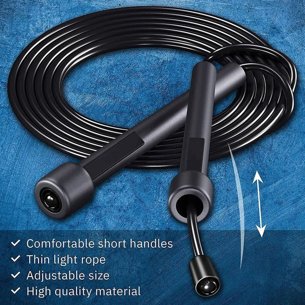 Adjustable Black Skipping Rope – Durable Coated Cable & Non‑Slip Handles – Adjustable Cardio Fitness Jump Rope for Home Gym & Cardio Workouts