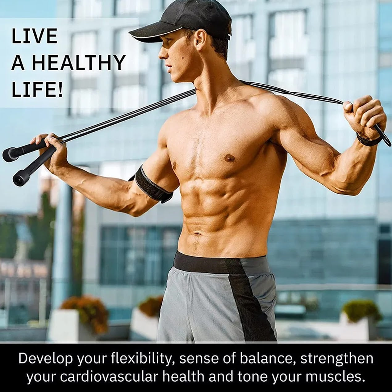 Adjustable Black Skipping Rope – Durable Coated Cable & Non‑Slip Handles – Adjustable Cardio Fitness Jump Rope for Home Gym & Cardio Workouts