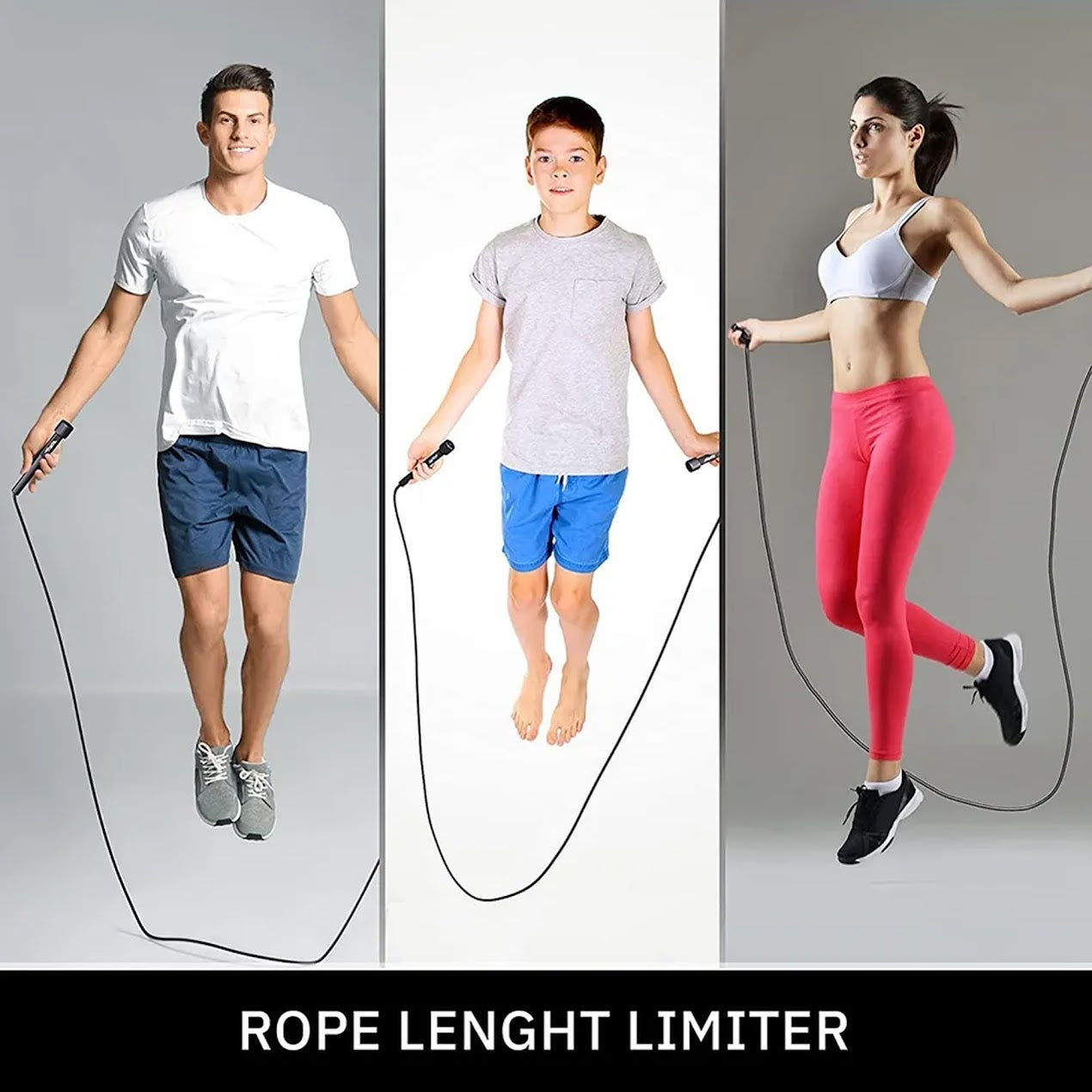 Adjustable Black Skipping Rope – Durable Coated Cable & Non‑Slip Handles – Adjustable Cardio Fitness Jump Rope for Home Gym & Cardio Workouts
