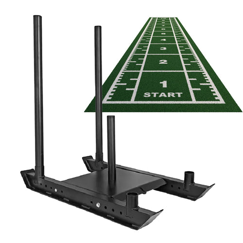 10 m Heavy‑Duty Sprint Training Mat & Steel Weight Sledge Combo – Numbered Markings, Home Gym Speed & Strength Gear